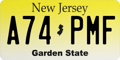 NJ license plate A74PMF