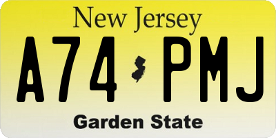 NJ license plate A74PMJ