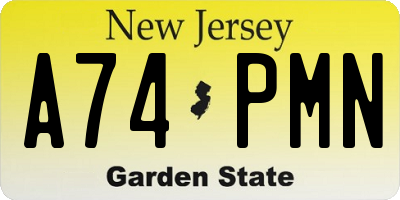 NJ license plate A74PMN