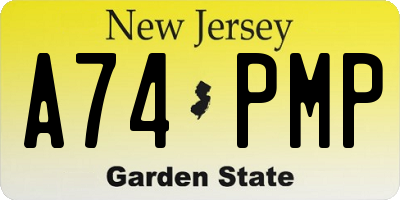 NJ license plate A74PMP