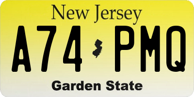 NJ license plate A74PMQ