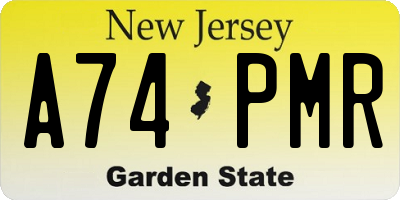 NJ license plate A74PMR