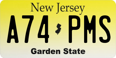 NJ license plate A74PMS
