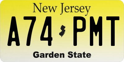 NJ license plate A74PMT
