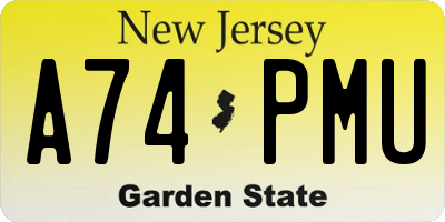 NJ license plate A74PMU