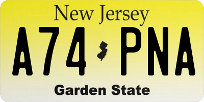 NJ license plate A74PNA