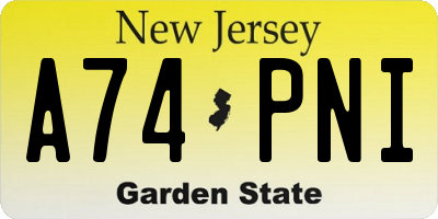 NJ license plate A74PNI