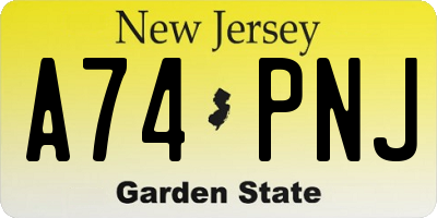 NJ license plate A74PNJ
