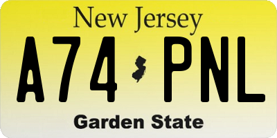 NJ license plate A74PNL