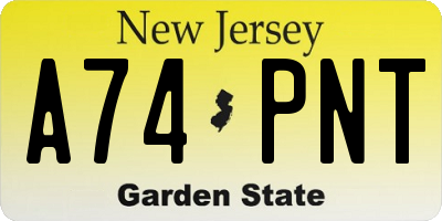 NJ license plate A74PNT