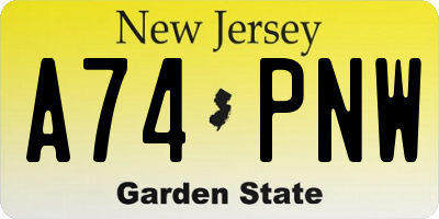 NJ license plate A74PNW