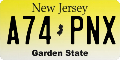 NJ license plate A74PNX
