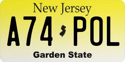NJ license plate A74POL