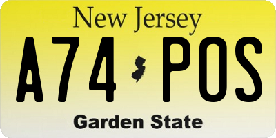 NJ license plate A74POS