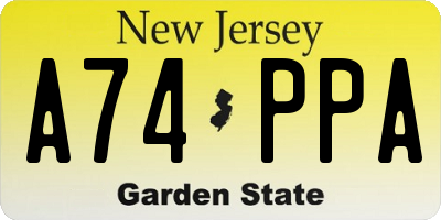 NJ license plate A74PPA