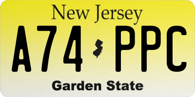 NJ license plate A74PPC