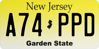 NJ license plate A74PPD