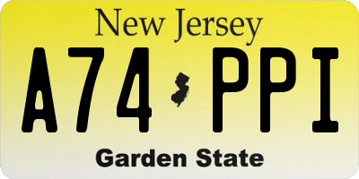 NJ license plate A74PPI