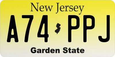 NJ license plate A74PPJ