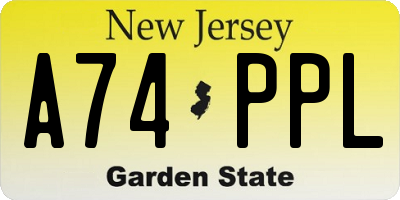 NJ license plate A74PPL