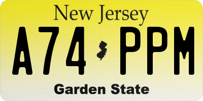 NJ license plate A74PPM