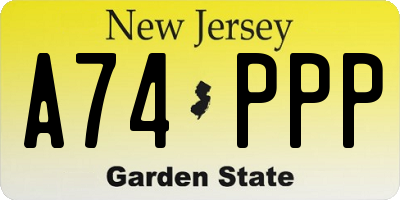 NJ license plate A74PPP