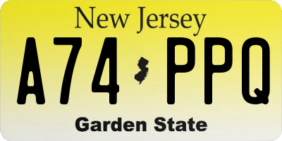 NJ license plate A74PPQ
