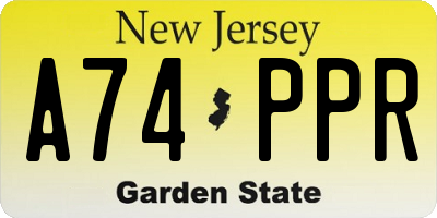 NJ license plate A74PPR