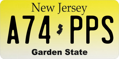 NJ license plate A74PPS