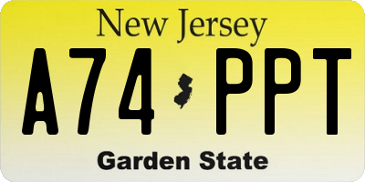 NJ license plate A74PPT