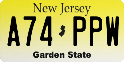 NJ license plate A74PPW