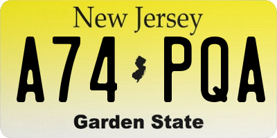 NJ license plate A74PQA