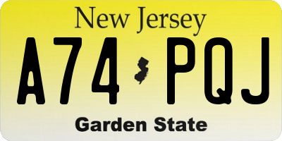 NJ license plate A74PQJ