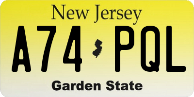 NJ license plate A74PQL