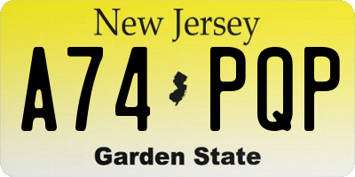 NJ license plate A74PQP