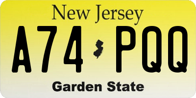 NJ license plate A74PQQ