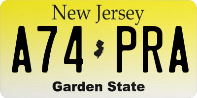 NJ license plate A74PRA