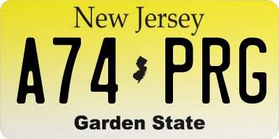 NJ license plate A74PRG