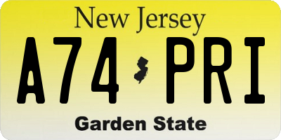 NJ license plate A74PRI