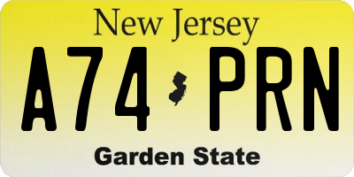 NJ license plate A74PRN