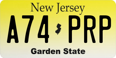 NJ license plate A74PRP