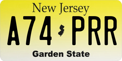 NJ license plate A74PRR