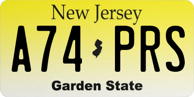 NJ license plate A74PRS