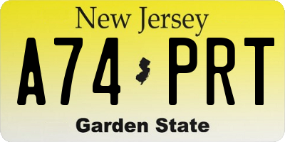 NJ license plate A74PRT
