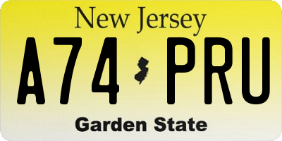 NJ license plate A74PRU