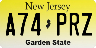 NJ license plate A74PRZ