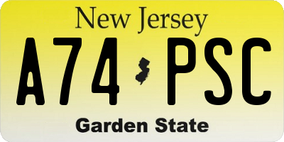 NJ license plate A74PSC