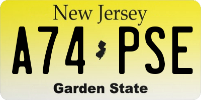 NJ license plate A74PSE
