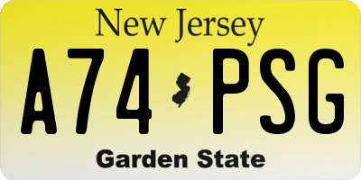 NJ license plate A74PSG