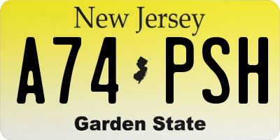 NJ license plate A74PSH